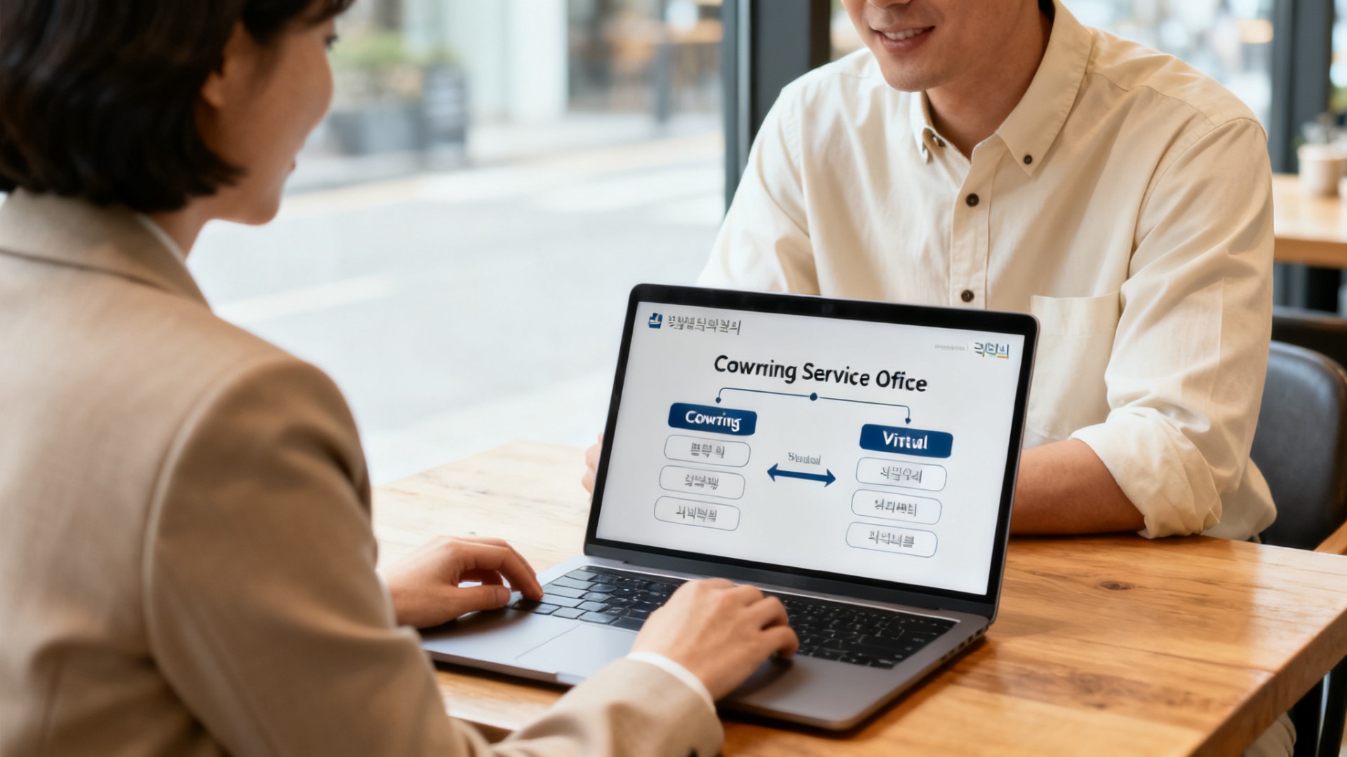 diagram comparing coworking serviced office and virtual office categories